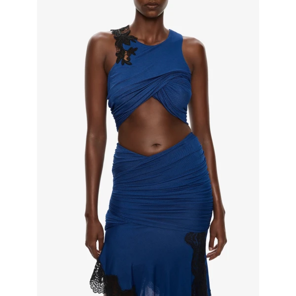 Christopher Esber Incline Gathered Skirt in Azurite Black, view 3