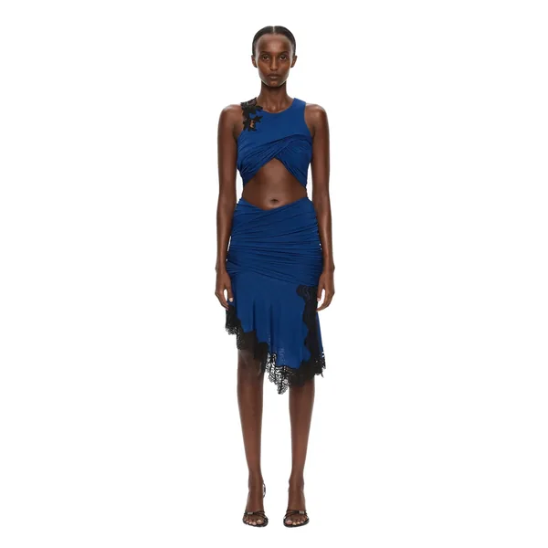 Incline Gathered Skirt in Azurite Black