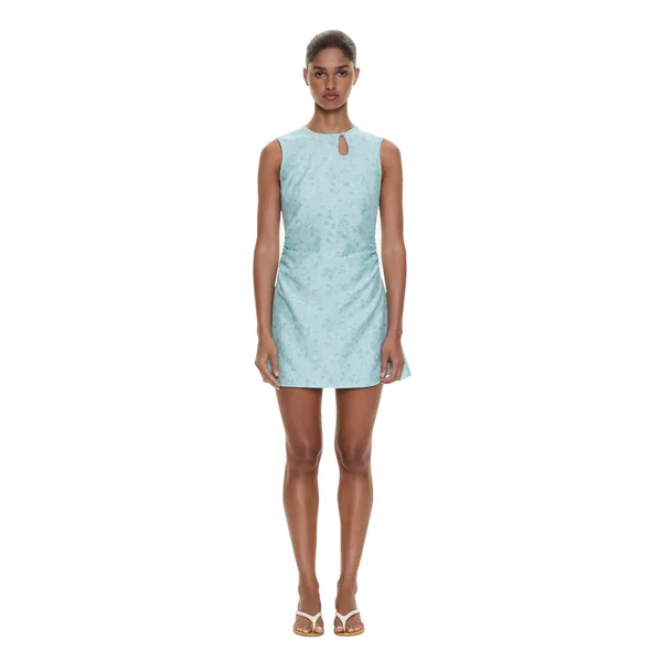 Light Leak Jacquard Loophole Mini Dress in Mystic Mint