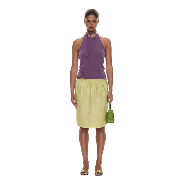 Light Leak Jacquard Slip Skirt in Chartreuse