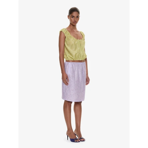 Christopher Esber Light Leak Jacquard Zip Up Top in Chartreuse, view 3