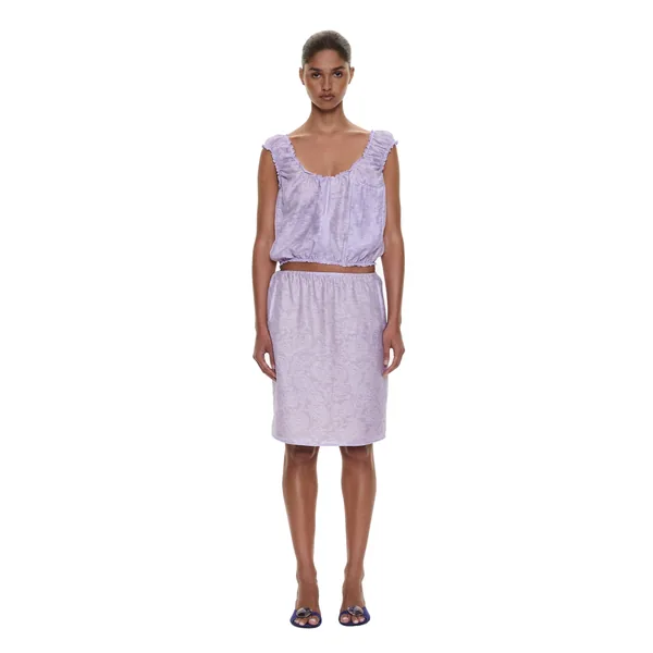 Light Leak Jacquard Zip Up Top in Lilac