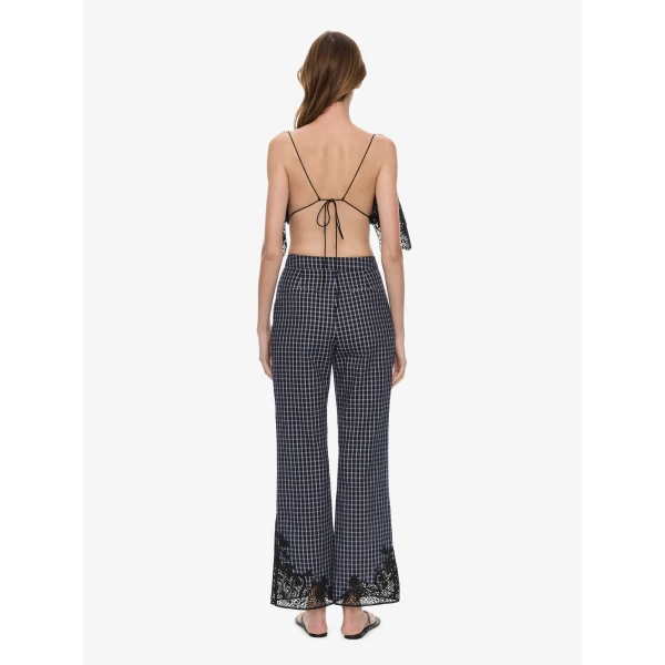 Christopher Esber Maya Embroidered Handkerchief Trouser in Inked Check, view 4