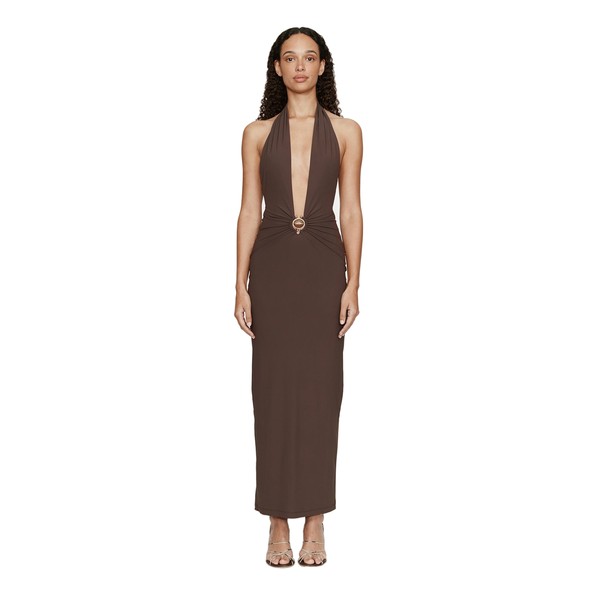 Christopher Esber mineral stone ruched halter lycra dress