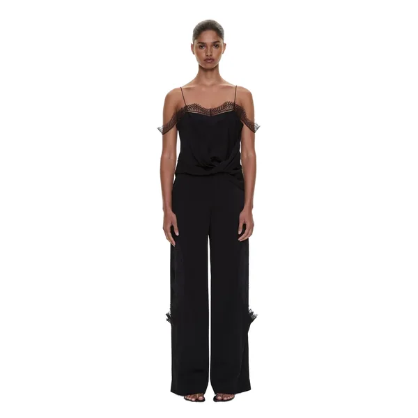 Miro Split Lace Draped Cami in Black