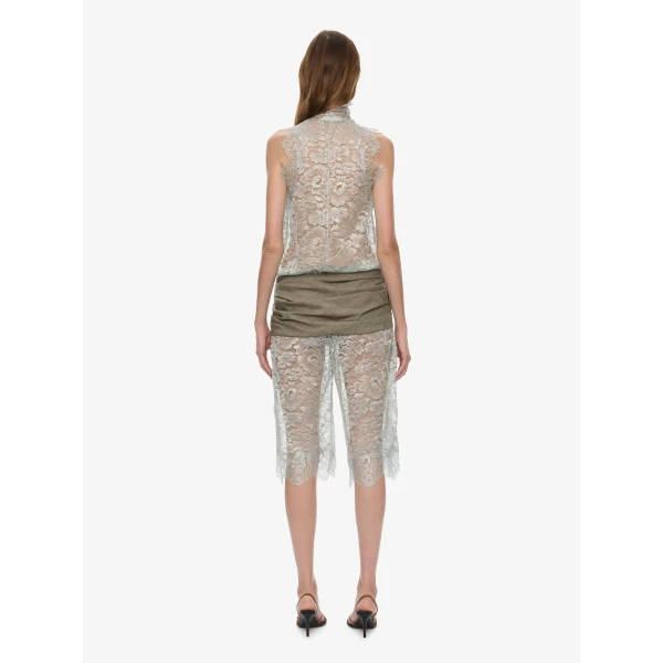 Christopher Esber Moonlit Patina Lace Cummerbund Shorts in Metal Mist, view 4