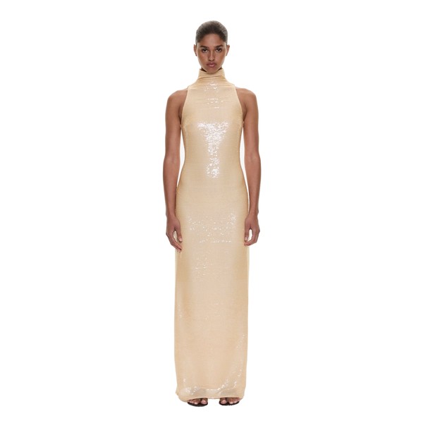Christopher Esber Opaline Sequin Tank Gown in Butter