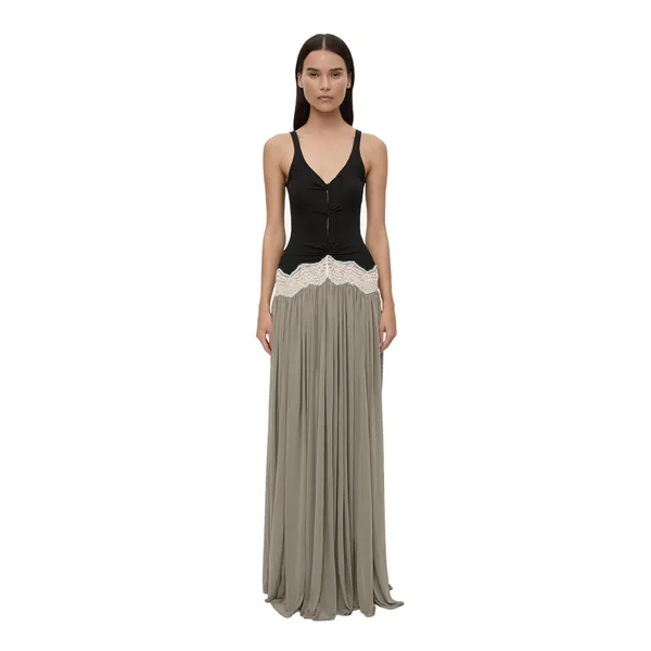 Open Twist Verner Lace Tank Dress in Black Slate