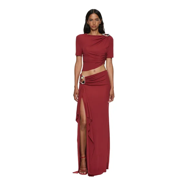 Orica Crystal Cascade Jersey Skirt in Wine