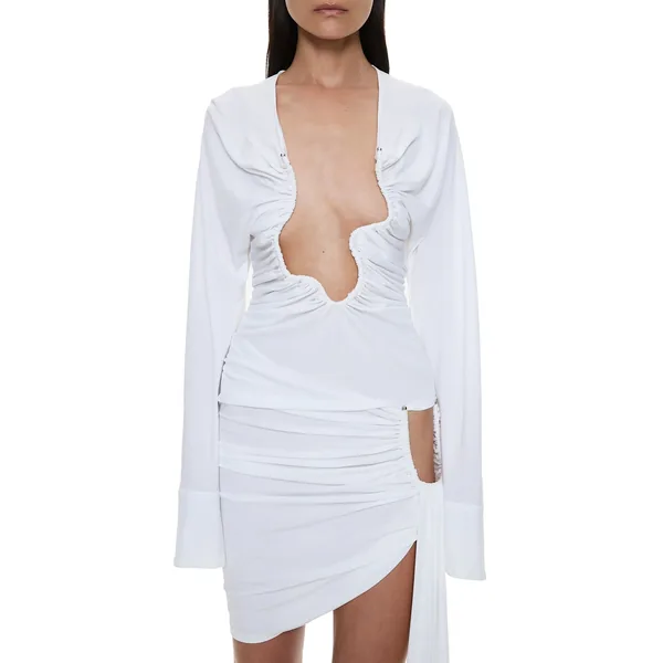 Salacia Ruched Long Sleeve Top in White
