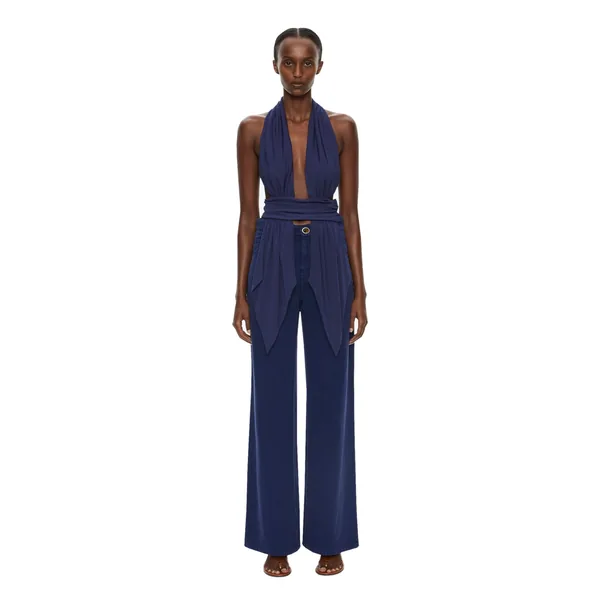 Scarf Draped Halter Top in Ink