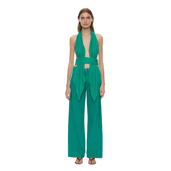 Christopher Esber Scarf Draped Halter Top in Malachite