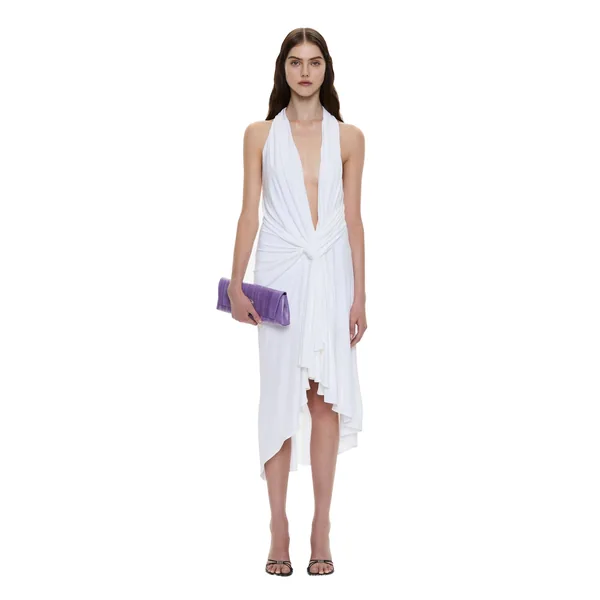 Spire Cascade Midi Dress in White