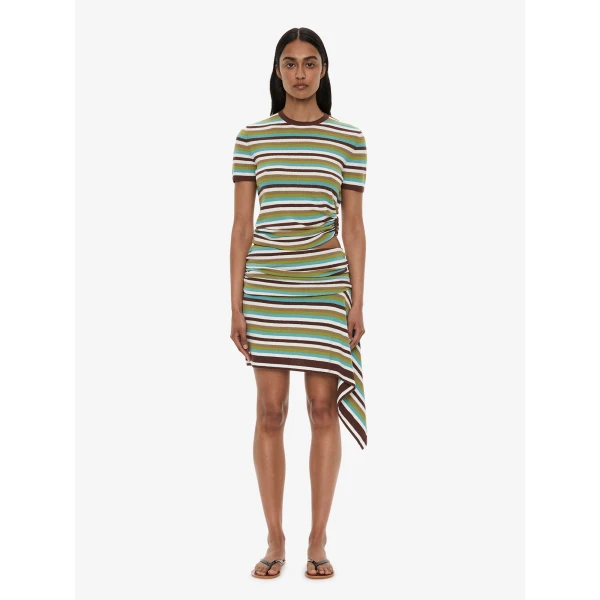 Christopher Esber Stripe Knit Extension Drape Mini Skirt in Vert Stripe, view 5