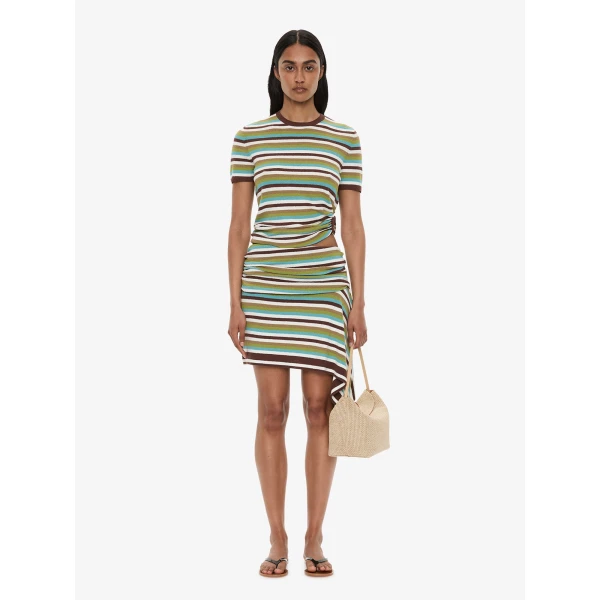 Christopher Esber Stripe Knit Orbit Tee in Vert Stripe, view 2