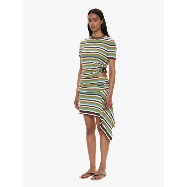Christopher Esber Stripe Knit Orbit Tee in Vert Stripe, view 4