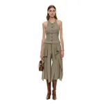 Christopher Esber Tropical Wool Split Trouser Skirt in Tropical Sage Marle