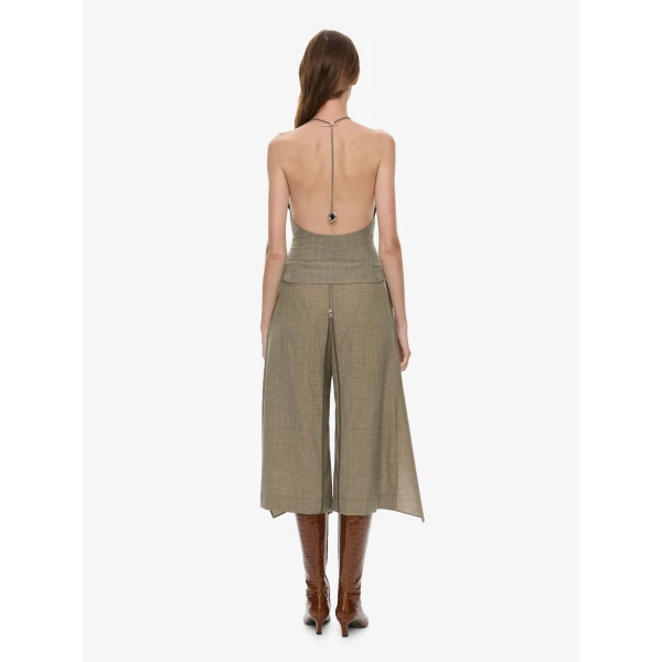 Christopher Esber Tropical Wool Split Trouser Skirt in Tropical Sage Marle, view 4