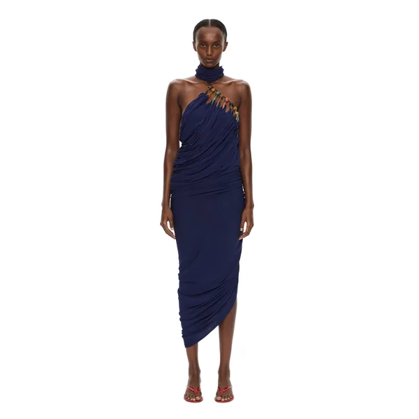 Tropique Droplet Halter Dress in Ink
