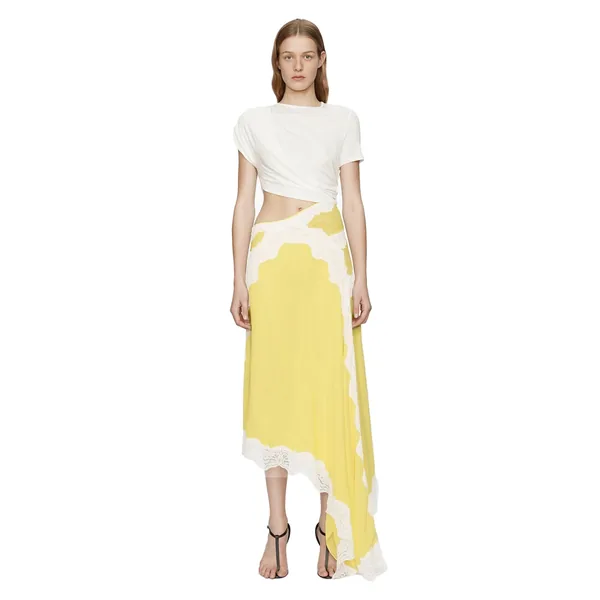 Verve Twisted Tee Dress in Zest White