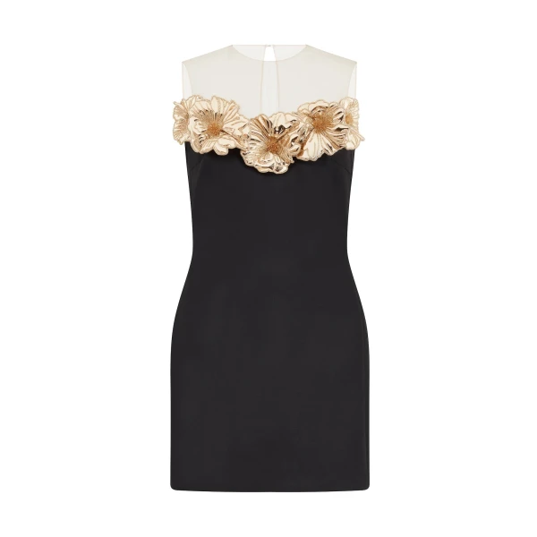 3D Flower And Tulle Mini Dress