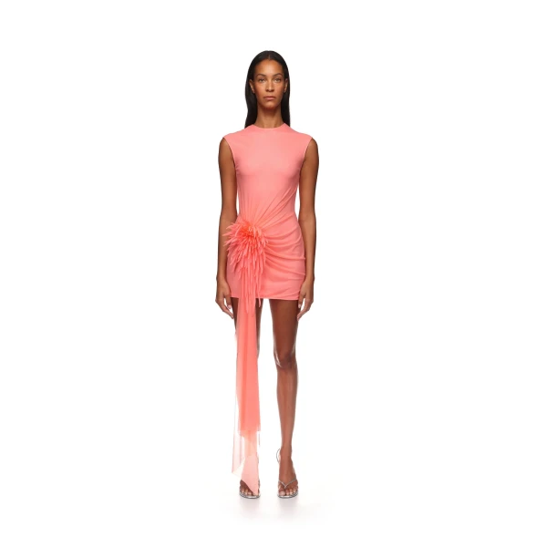 David Koma Cactus Dahlia And Drape Mini Dress In Black, view 2