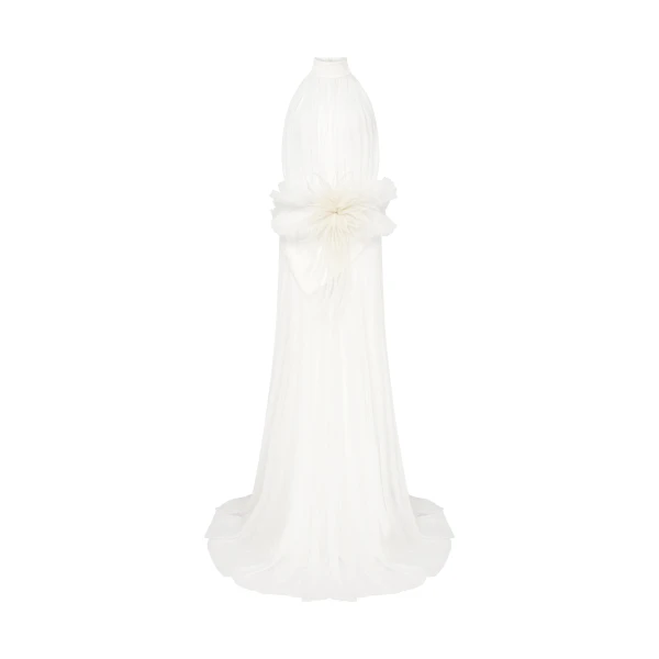 Cactus Dahlia Detail Halter Gown