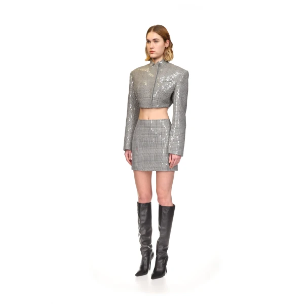 David Koma Checked Sequined Mini Skirt, view 3