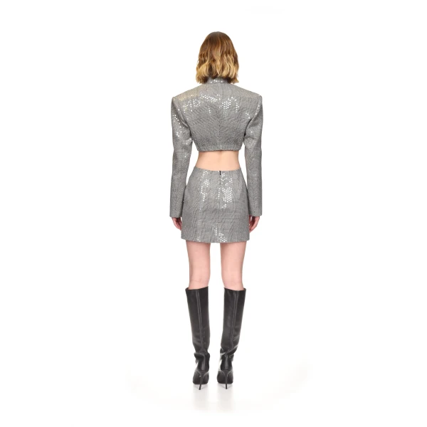 David Koma Checked Sequined Mini Skirt, view 5