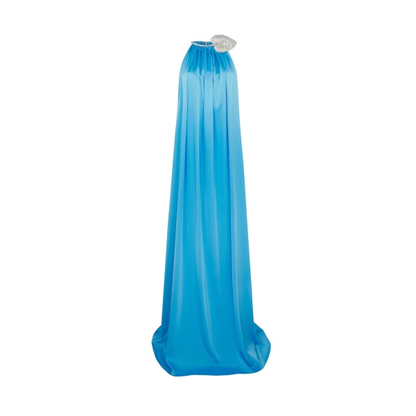 David Koma Crystal Leaf And Gathered Satin Gown