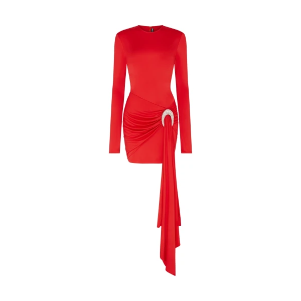 Crystal Oval And Drape Mini Dress