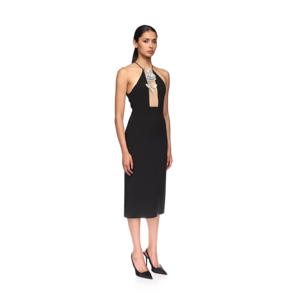 David Koma Crystal Rose Halter Midi Dress, view 4