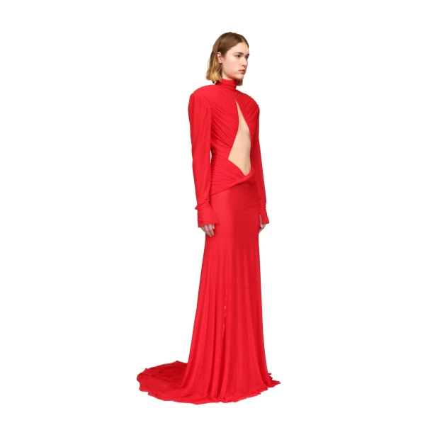 David Koma Cutout Detail Long Sleeve Mesh Gown, view 4