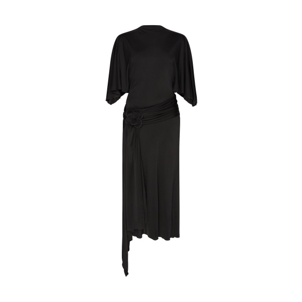 David Koma Draped Sleeve Jersey Midi Dress In Black