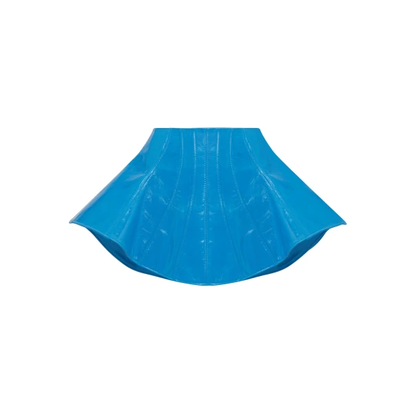 Flounce Hem Mini Leather Skirt