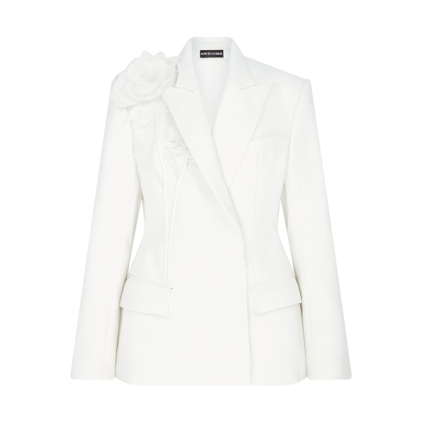 David Koma Lace Flower Cluster Tailored Jacket