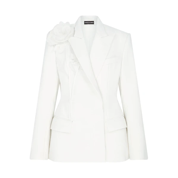 David Koma Lace Flower Cluster Tailored Jacket