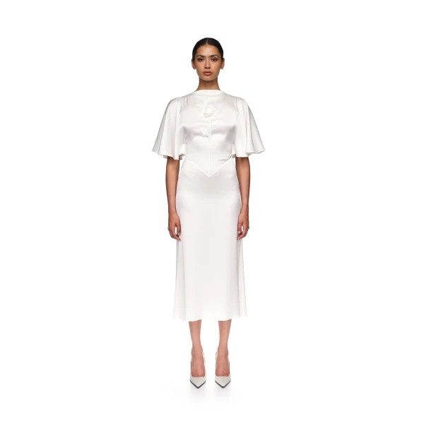 David Koma Lace Rose Embroidered Satin Midi Dress, view 2