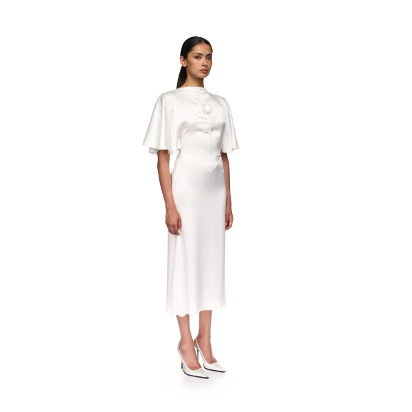 David Koma Lace Rose Embroidered Satin Midi Dress, view 4