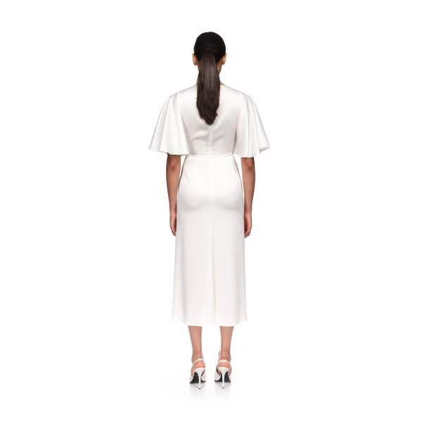 David Koma Lace Rose Embroidered Satin Midi Dress In Yellow, view 5