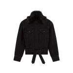 David Koma Oversized Denim Jacket With Faux-fur Collar