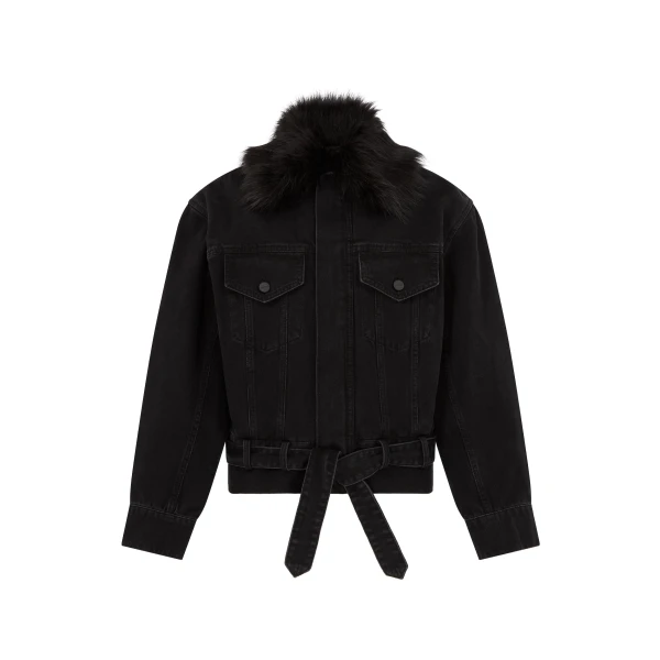 David Koma Oversized Denim Jacket With Faux-fur Collar