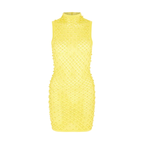 Pearl Embellished Knit Mini Dress