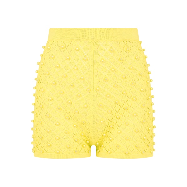 David Koma Pearl Embellished Knit Shorts