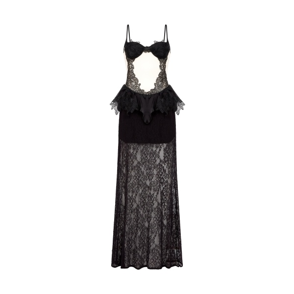 David Koma Peplum Lace Gown In Black