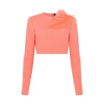 David Koma Pleated Leaf Long Sleeved Top