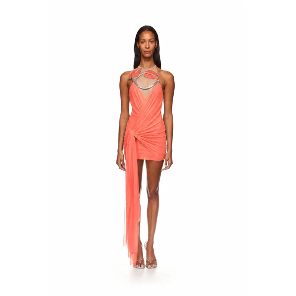David Koma Plexi Leaf And Drape Mini Dress, view 2