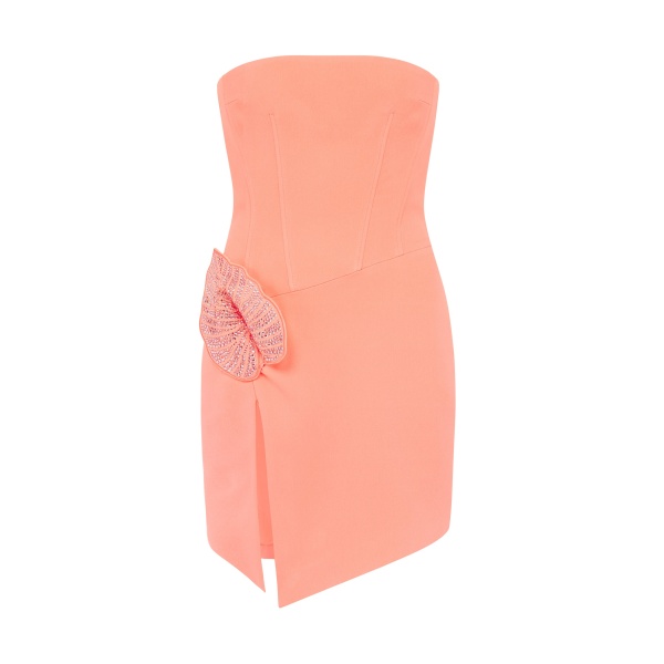 David Koma Rhinestone Leaf And Corset Top Mini Dress Pink