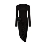 David Koma Rhinestone Leaf And Long Sleeves Midi Dress