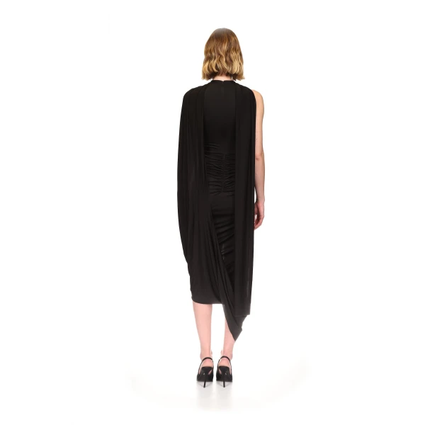 David Koma Scarf Detail Ruched Asymmetric Midi Dress, view 5